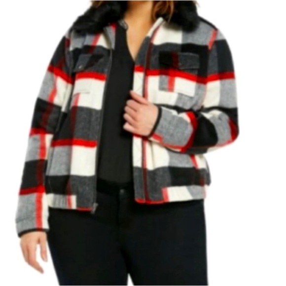 NWOT Torrid Plaid Fur Jacket - Picture 5 of 5